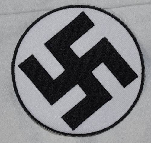Round Black and White Swastika patch
