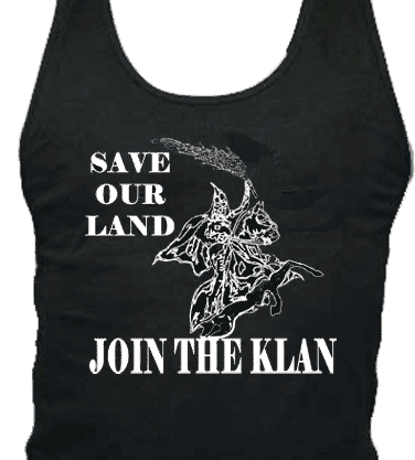 Save Our Land Join The Klan KKK tank top shirt (white ink)